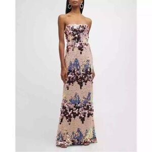 Bronx and Banco Farah Strapless Full Sequin Maxi Dress Gown Size 4